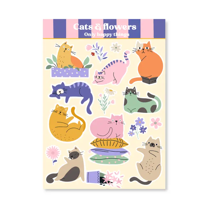 Tarra-arkki Cats & Flowers A6