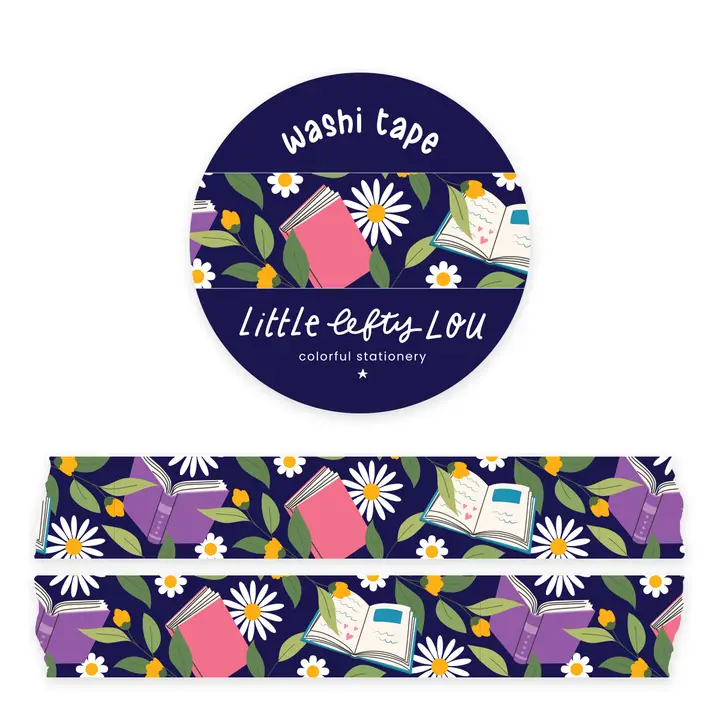Washiteippi Books and Flowers Dark Blue