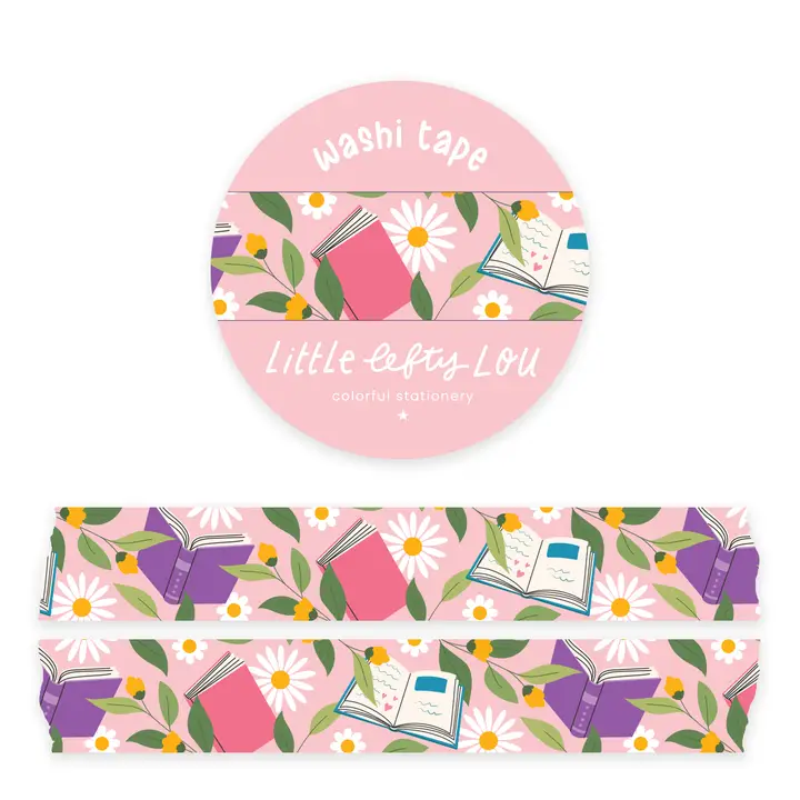 Washiteippi Books and Flowers Pink Washi