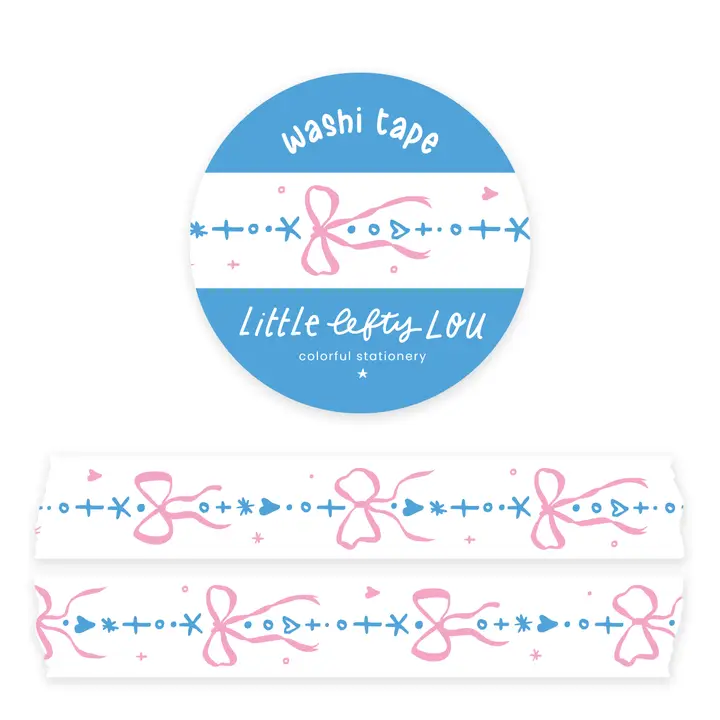 Washiteippi Bows Border Blue & Pink
