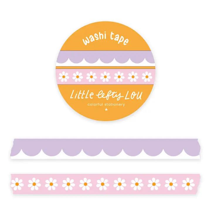 Washiteippi setti Slim Lilac Scalloped and Pink Daisies