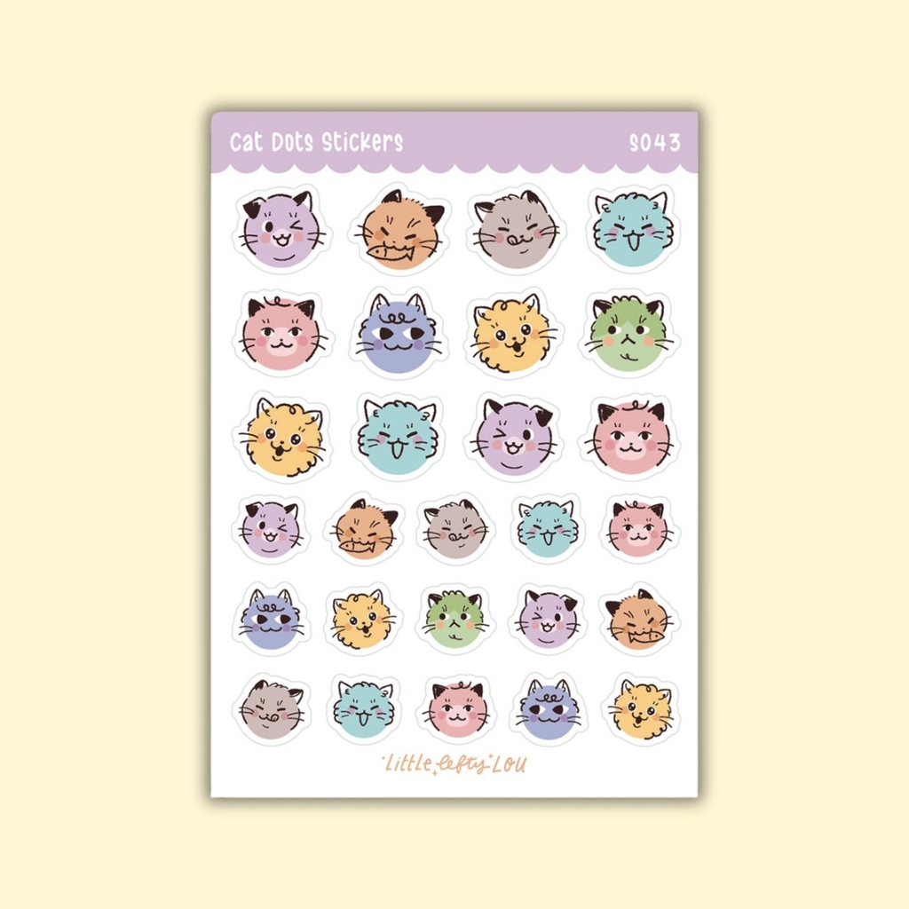 Sticker Sheet Cat Dots A6