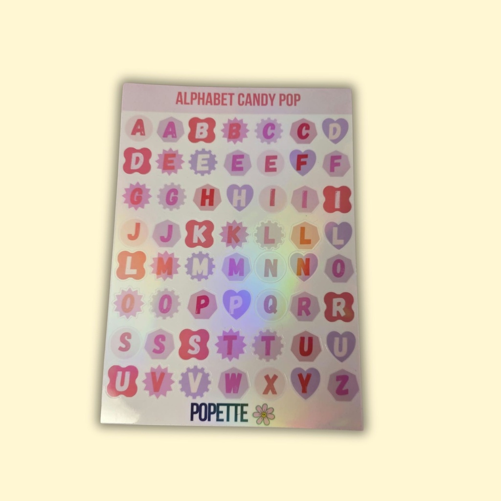 Tarra-arkki Kirjaimet candy pop A5