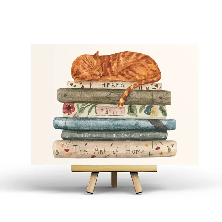 Postikortti Books & Cat