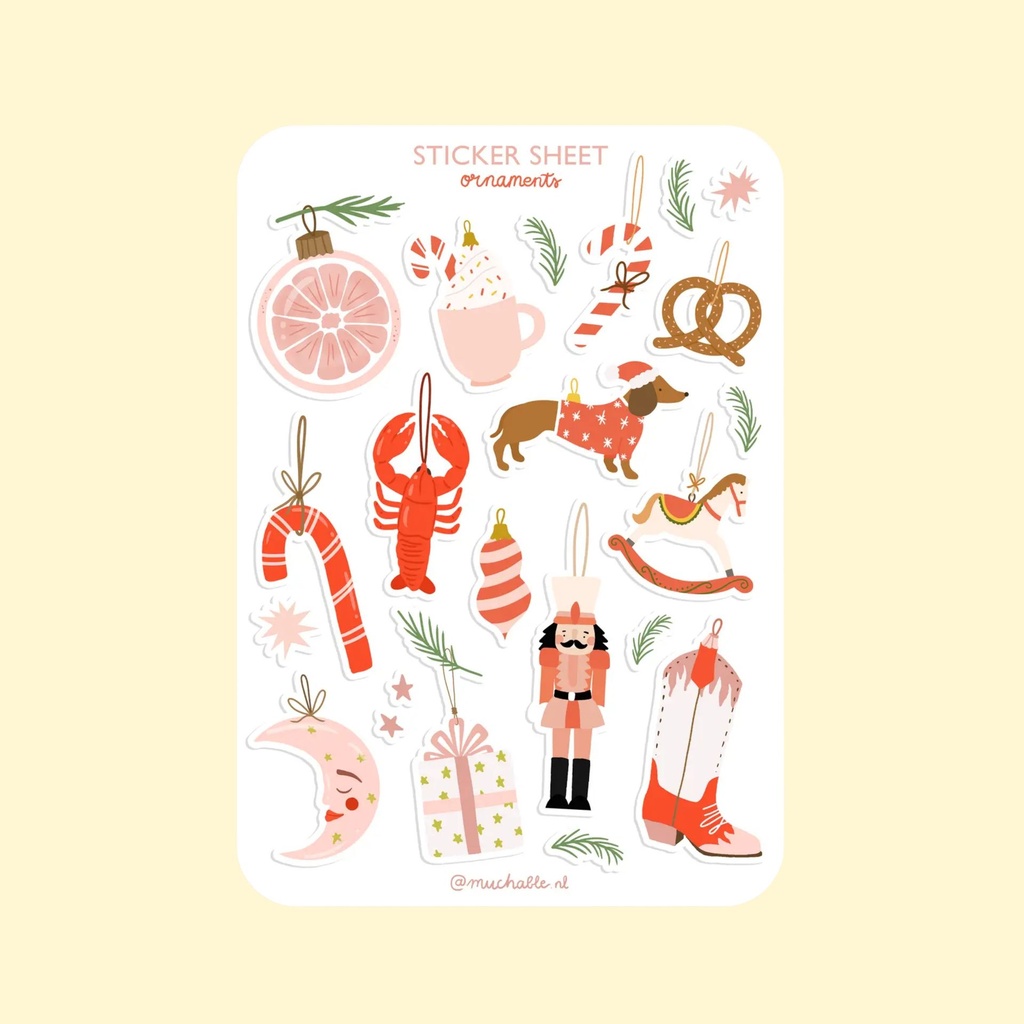Tarra-arkki Pink/Red Christmas Ornaments A6