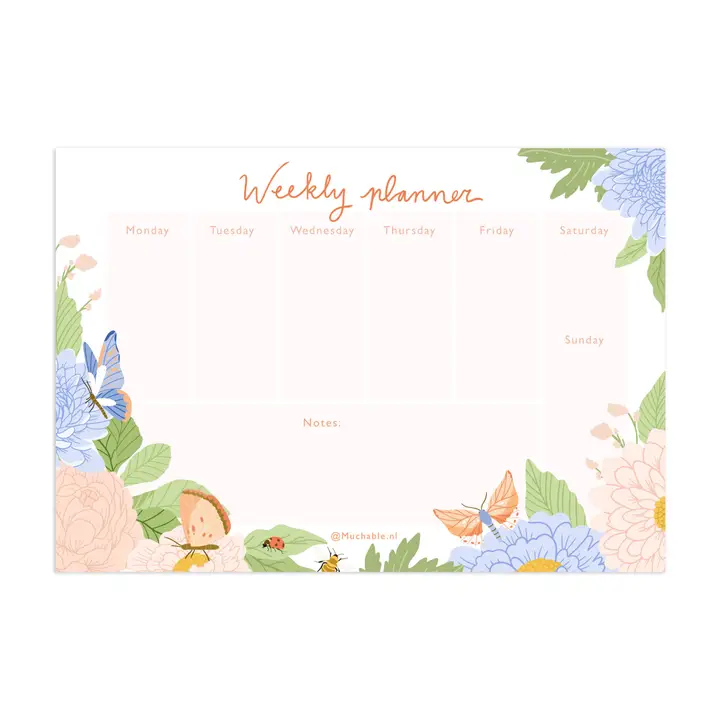 Viikkomuistio Planner - Ticklebugs/Insects