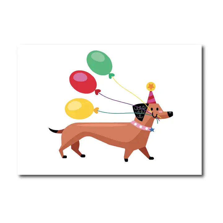 Postikortti Wienerdog Birthday Party